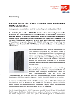 IBC SOLAR pr&auml;sentiert neues Vorteils