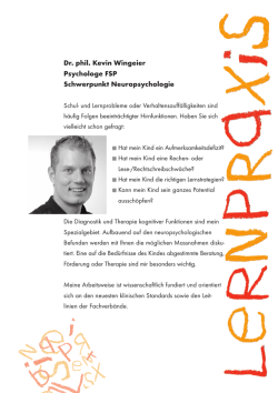 Dr. phil. Kevin Wingeier Psychologe FSP Schwerpunkt