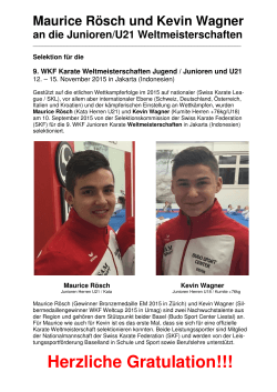 Maurice Rösch und Kevin Wagner an die JuniorenWM2015 in