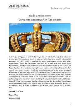 Julia und Romeo&laquo; Verkehrte Ballettwelt in Stockholm