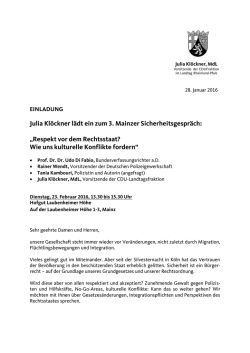 Julia Kl&ouml;ckner l&auml;dt ein zum 3. Mainzer Sicherheitsgespr&auml;ch
