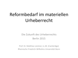 Prof. Dr. Leistner - Die Zukunft des Urheberrechts