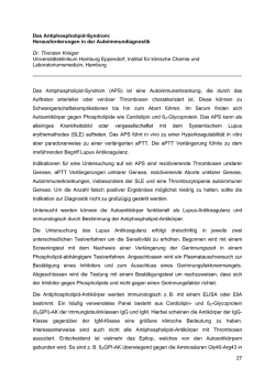 Das Antiphospholipid-Syndrom: Herausforderungen in der Diagnostik