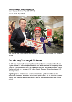 Ein Jahr lang Taschengelt f&uuml;r Leonie