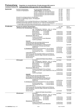 Preisaushang der Volksbank Rottweil eG