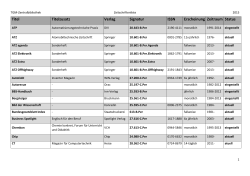 Titel Titelzusatz Verlag Signatur ISSN Erscheinung Zeitraum Status