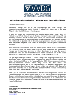 VVDG bestellt Frederik C. Köncke zum Geschäftsführer