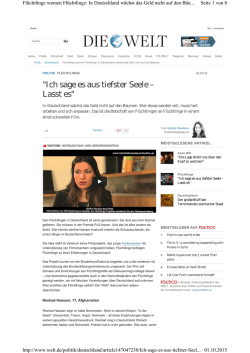 &bdquo;Ich sage es aus tiefster Seele &ndash; Lasst es&ldquo;, aus: Die Welt Online, 30