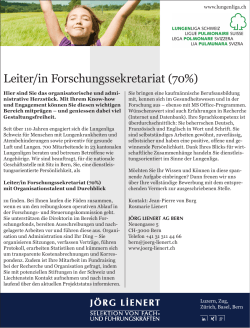 Leiter/in Forschungssekretariat (70%)