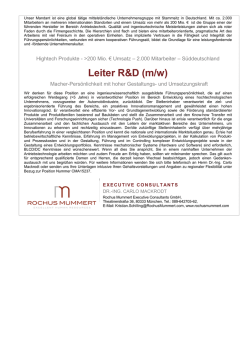 Leiter R&D (m/w)