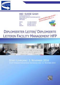 DIPLOMIERTER LEITER/ DIPLOMIERTE LEITERIN FACILITY