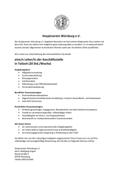 Hospizverein W&uuml;rzburg e.V. eine/n Leiter/in der Gesch&auml;ftsstelle in