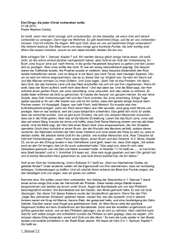 Drei Dinge, die jeder Christ vorbereiten sollte 01.08.2015 Pastor