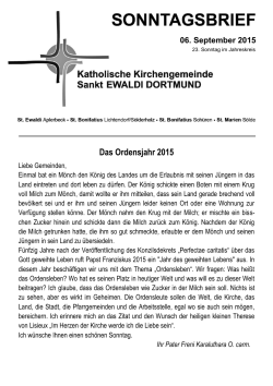 Das Ordensjahr 2015 - Kath. Kirchengemeinde St. Ewaldi Dortmund