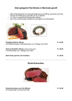 Edel gelagerte Filet-St&uuml;cke in Marinade gereift Rinds