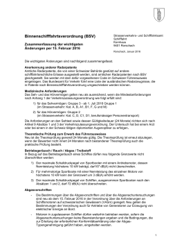 Info betr. Änderungen BSV 2016 - Strassenverkehrs