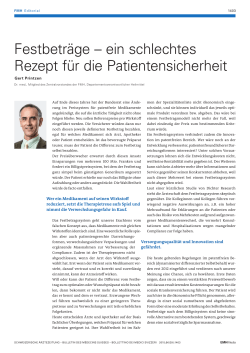 Festbeträge – ein schlechtes Rezept für die Patientensicherheit