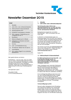 Newsletter Dezember 2015