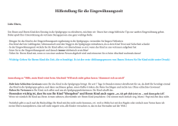 Hilfestellung f&uuml;r die Eingew&ouml;hnungszeit