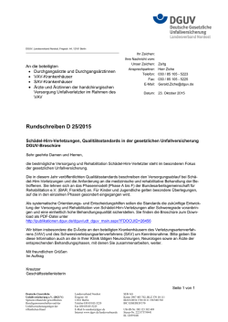 Schädel-Hirn-Verletzungen, Qualitätsstandards in der