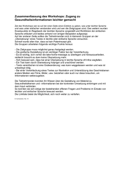 Zusammenfassung des Workshops: Zugang zu