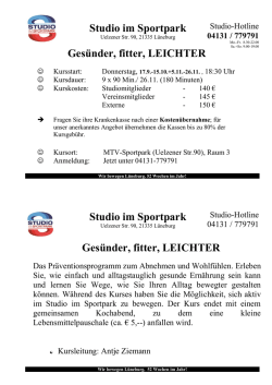 Gesünder, fitter, LEICHTER Studio im Sportpark Studio im Sportpark