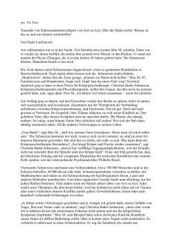 rev. TA-Text Tausende von Schmerzpatienten pilgern von Arzt zu
