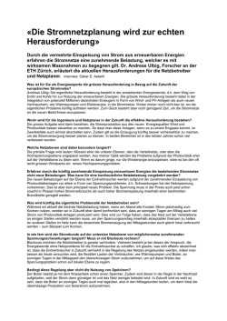 Die Stromnetzplanung wird zur echten Herausforderung»