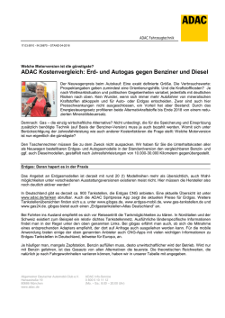 ADAC Kostenvergleich: Erd- und Autogas gegen Benziner und Diesel