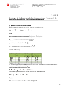 Grundlagen f&uuml;r die Berechnung der Benzin&auml;quivalente und