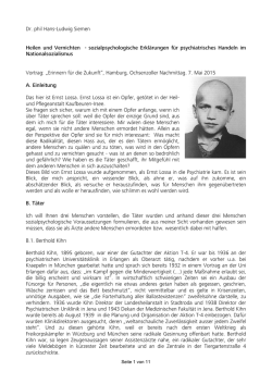 Dr. phil Hans-Ludwig Siemen Heilen und Vernichten
