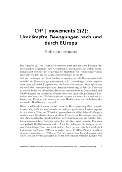 CfP | movements 2(2) - movements. Journal für kritische Migrations