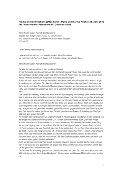 Predigt zur Konfirmation, 26. April 2015 - Ev.