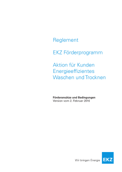 Reglement EKZ Förderprogramm Aktion für Kunden