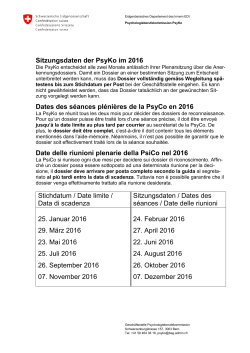 Sitzungsdaten der PsyKo im 2016 Dates des séances plénières de