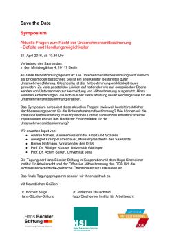 Save the Date Symposium - Hans-Böckler