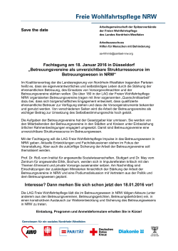Save the date Fachtagung am 18. Januar 2016 in Düsseldorf