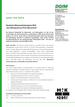 SAVE THE DATE - Deutscher Mauerwerkskongress