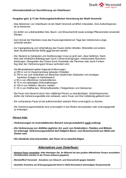 Informationsblatt zur Durchf&uuml;hrung von Osterfeuern