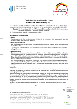 Hinweise zum Vorschlag 2016