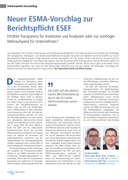 Neuer ESMA-Vorschlag zur Berichtspflicht ESEF