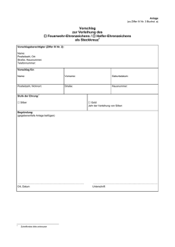 Vorschlag zur Verleihung des Feuerwehr