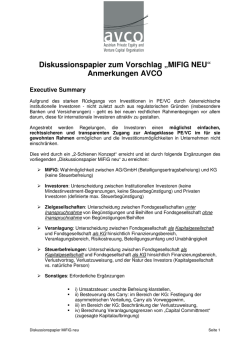 Diskussionspapier zum Vorschlag &bdquo;MIFIG NEU&ldquo; Anmerkungen AVCO