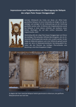 Impressionen vom Festgottesdienst zur &Uuml;bertragung der Reliquie