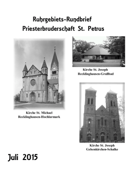 Juli 2015 - Priesterbruderschaft St. Petrus