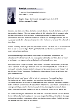 P. Andreas Wendt (evangelisch-lutherisch) über: Lukas 17, 11