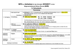 INFO Aufnahme 2016/2017 ) AHS 9. Schulstufe