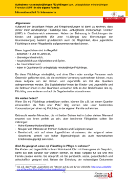 Infoblatt zur Aufnahme eines minderj&auml;hrigen Fl&uuml;chtlings in die