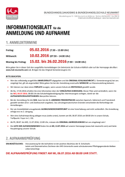 Informationsblatt Anmeldung/Aufnahme