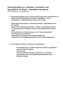 Infoblatt f&uuml;r Sozialarbeiter zur Aufnahme - Kinder